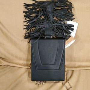 Black Crossbody bag with fringe handle